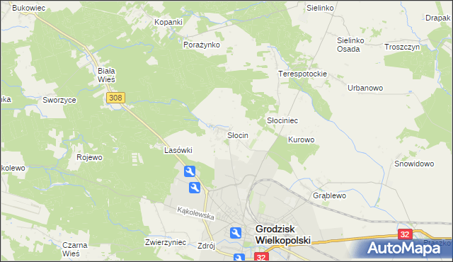mapa Słocin, Słocin na mapie Targeo