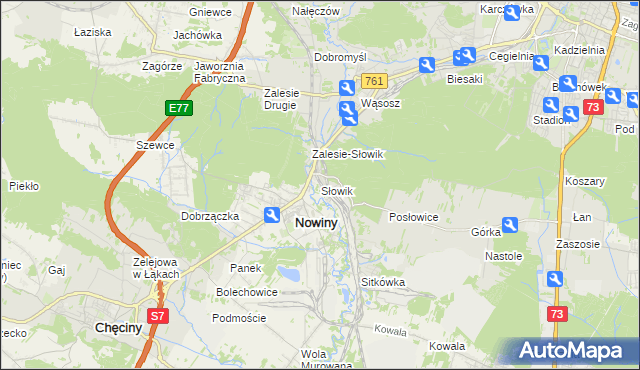 mapa Słowik gmina Sitkówka-Nowiny, Słowik gmina Sitkówka-Nowiny na mapie Targeo