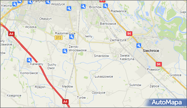mapa Smardzów gmina Siechnice, Smardzów gmina Siechnice na mapie Targeo