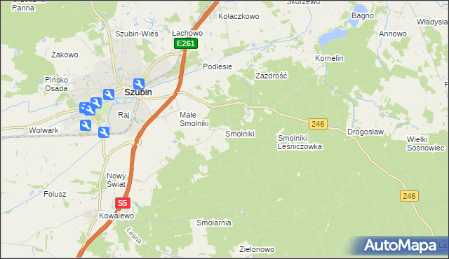 mapa Smolniki gmina Szubin, Smolniki gmina Szubin na mapie Targeo