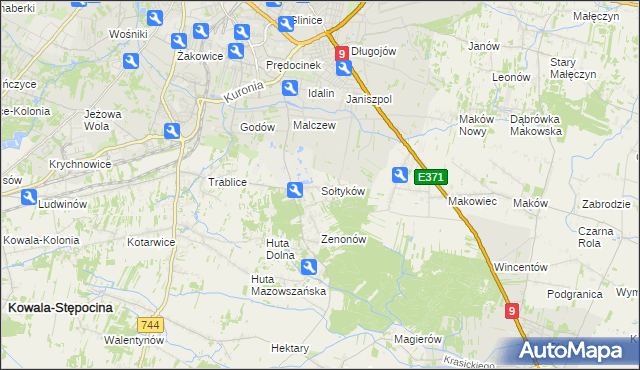 mapa Sołtyków gmina Skaryszew, Sołtyków gmina Skaryszew na mapie Targeo