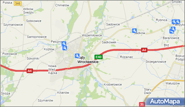 mapa Sośnica gmina Kąty Wrocławskie, Sośnica gmina Kąty Wrocławskie na mapie Targeo
