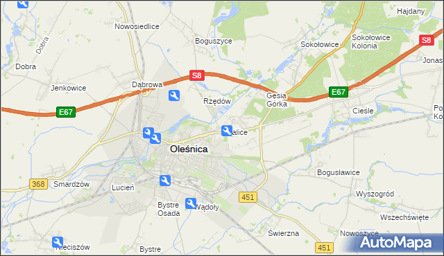 mapa Spalice, Spalice na mapie Targeo