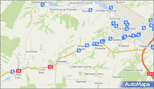 mapa Spławy Drugie, Spławy Drugie na mapie Targeo