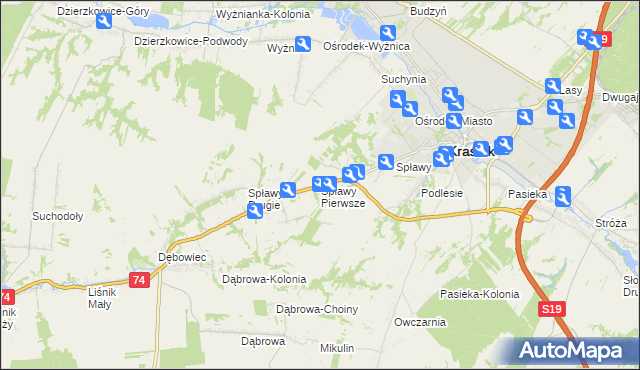 mapa Spławy Pierwsze, Spławy Pierwsze na mapie Targeo