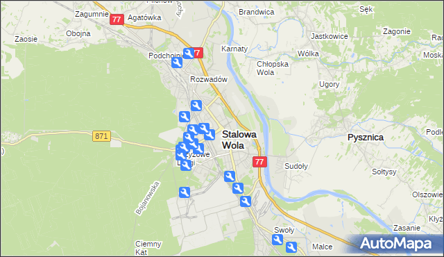 mapa Stalowa Wola, Stalowa Wola na mapie Targeo