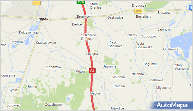 mapa Stare Piaski gmina Piątek, Stare Piaski gmina Piątek na mapie Targeo