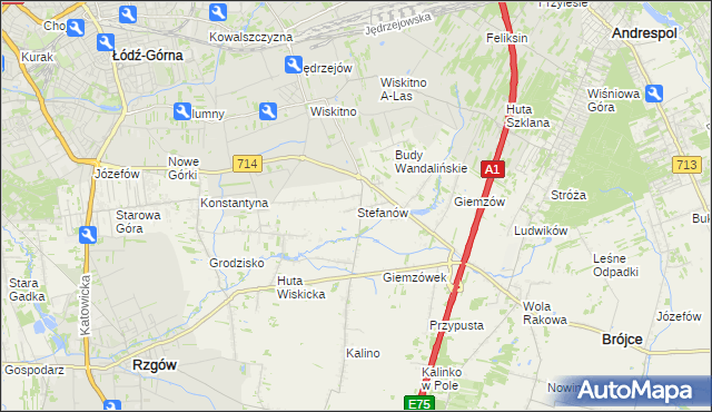 mapa Stefanów gmina Brójce, Stefanów gmina Brójce na mapie Targeo