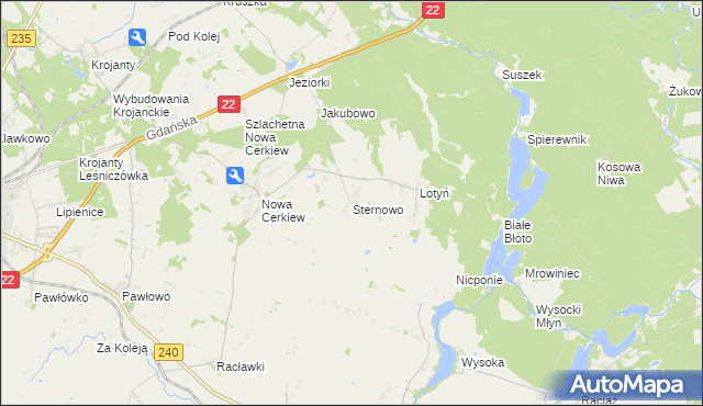 mapa Sternowo, Sternowo na mapie Targeo