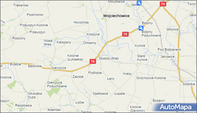 mapa Stodoły-Wieś, Stodoły-Wieś na mapie Targeo