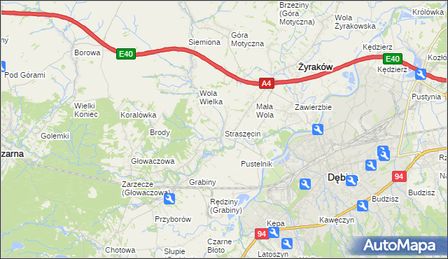 mapa Straszęcin, Straszęcin na mapie Targeo