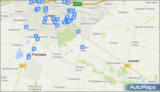 mapa Strupin Mały, Strupin Mały na mapie Targeo