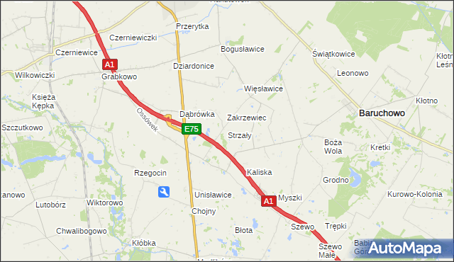 mapa Strzały, Strzały na mapie Targeo
