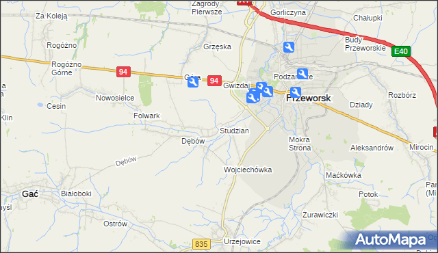 mapa Studzian, Studzian na mapie Targeo