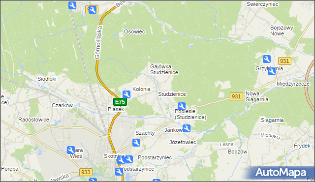 mapa Studzienice gmina Pszczyna, Studzienice gmina Pszczyna na mapie Targeo