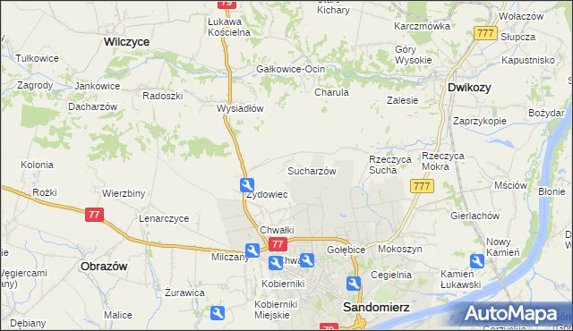 mapa Sucharzów, Sucharzów na mapie Targeo