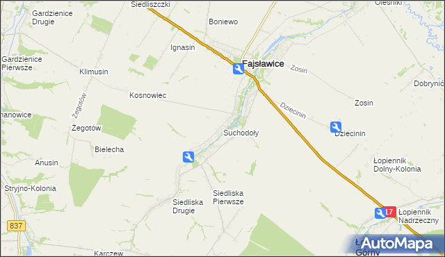 mapa Suchodoły gmina Fajsławice, Suchodoły gmina Fajsławice na mapie Targeo