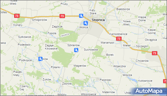 mapa Suchowola gmina Stopnica, Suchowola gmina Stopnica na mapie Targeo