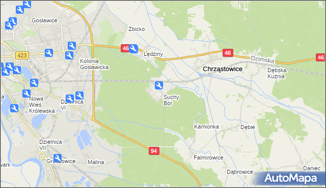 mapa Suchy Bór, Suchy Bór na mapie Targeo