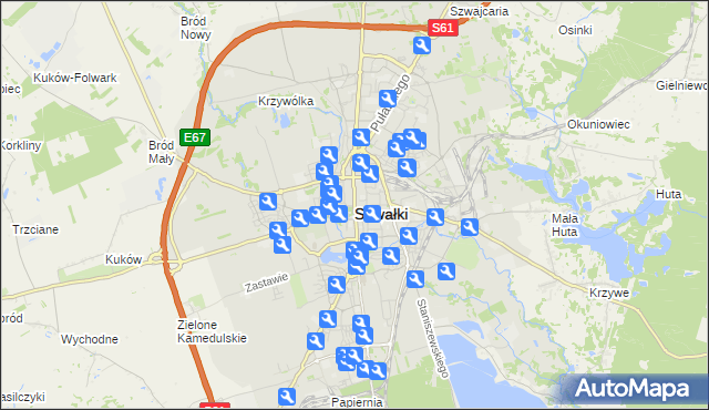 mapa Suwałk, Suwałki na mapie Targeo