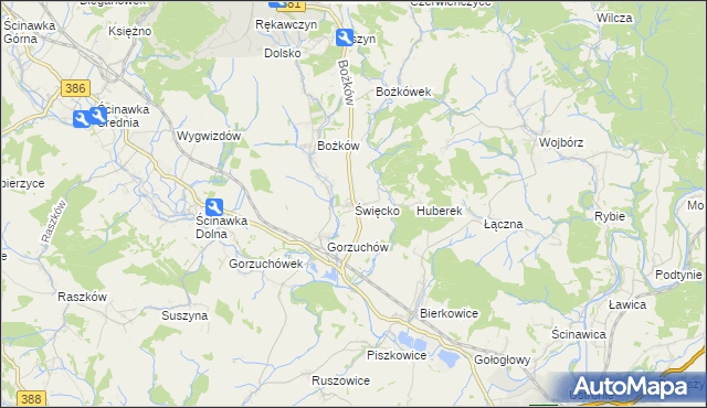 mapa Święcko, Święcko na mapie Targeo