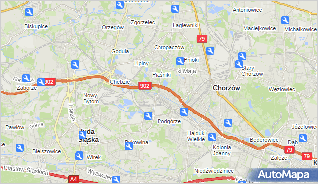 mapa Świętochłowice, Świętochłowice na mapie Targeo
