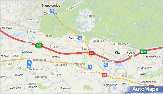 mapa Szarów gmina Kłaj, Szarów gmina Kłaj na mapie Targeo