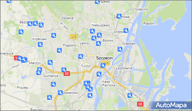 mapa Szczecina, Szczecin na mapie Targeo