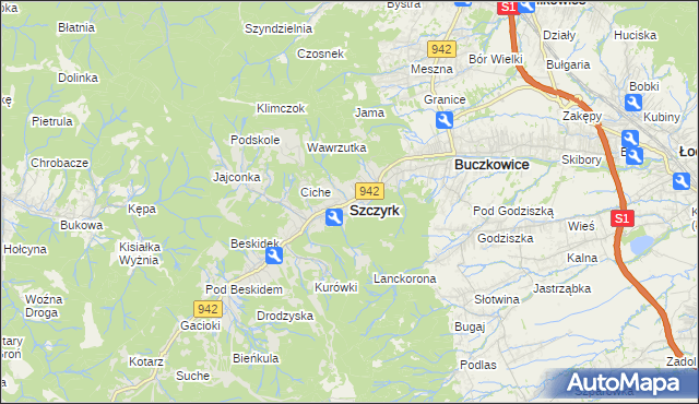 mapa Szczyrk, Szczyrk na mapie Targeo