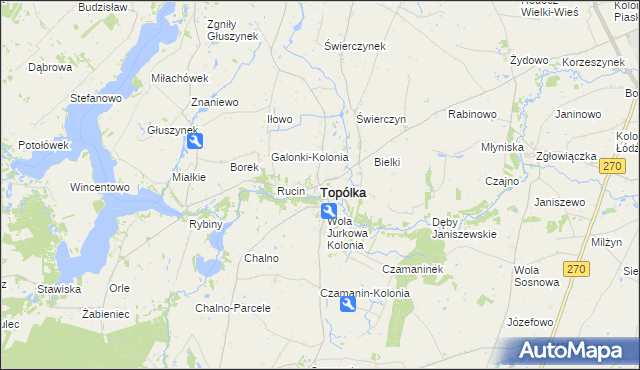 mapa Topólka powiat radziejowski, Topólka powiat radziejowski na mapie Targeo