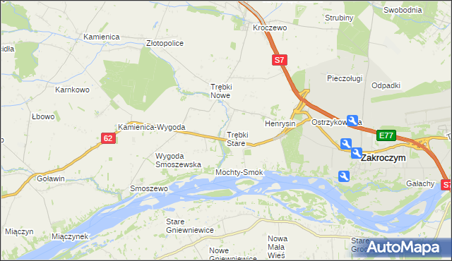 mapa Trębki Stare, Trębki Stare na mapie Targeo