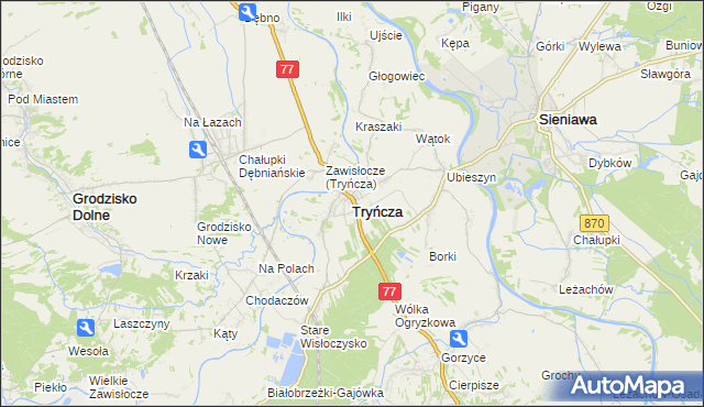 mapa Tryńcza, Tryńcza na mapie Targeo