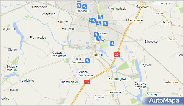 mapa Tupadły gmina Inowrocław, Tupadły gmina Inowrocław na mapie Targeo