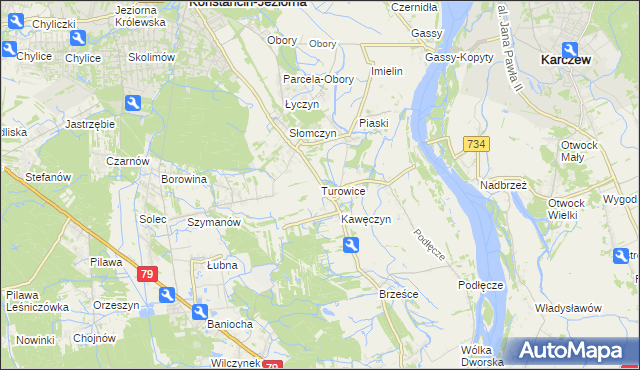 mapa Turowice gmina Konstancin-Jeziorna, Turowice gmina Konstancin-Jeziorna na mapie Targeo