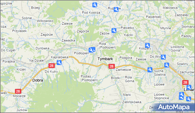 mapa Tymbark, Tymbark na mapie Targeo
