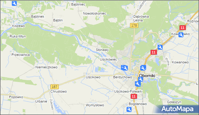 mapa Uścikówiec, Uścikówiec na mapie Targeo