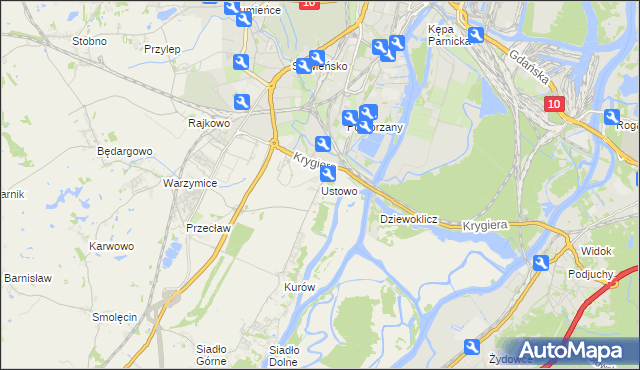 mapa Ustowo, Ustowo na mapie Targeo