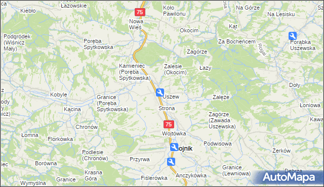 mapa Uszew, Uszew na mapie Targeo