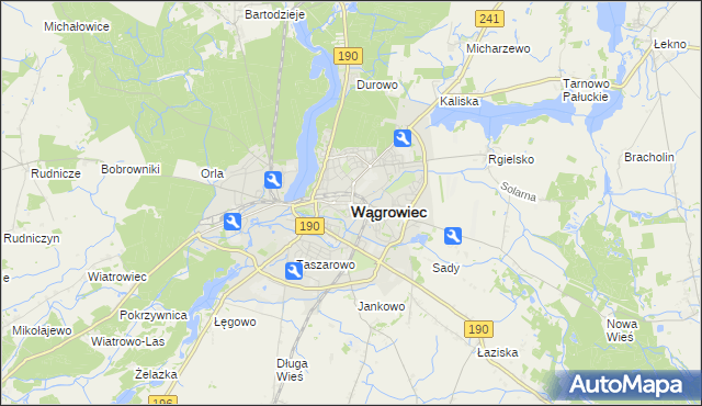 mapa Wągrowiec, Wągrowiec na mapie Targeo