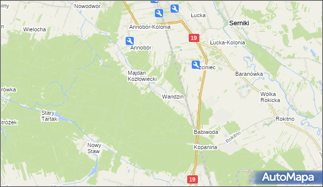 mapa Wandzin gmina Lubartów, Wandzin gmina Lubartów na mapie Targeo