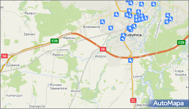mapa Widzino, Widzino na mapie Targeo