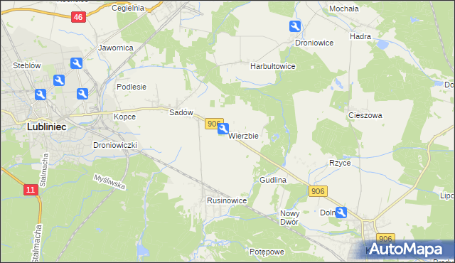 mapa Wierzbie gmina Koszęcin, Wierzbie gmina Koszęcin na mapie Targeo