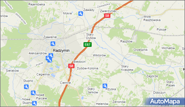 mapa Wiktorów gmina Radzymin, Wiktorów gmina Radzymin na mapie Targeo