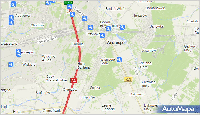 mapa Wiśniowa Góra, Wiśniowa Góra na mapie Targeo