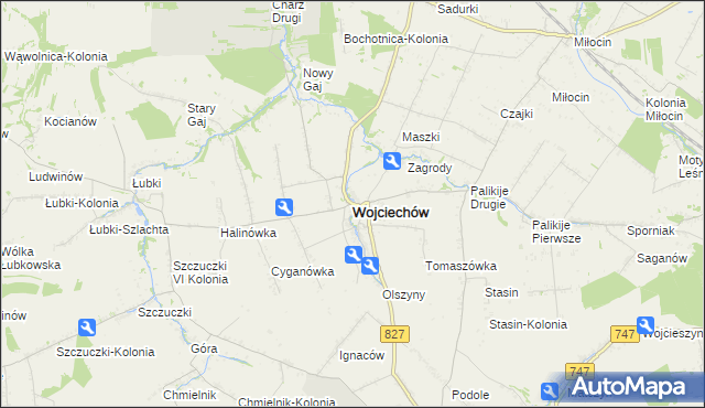 mapa Wojciechów powiat lubelski, Wojciechów powiat lubelski na mapie Targeo