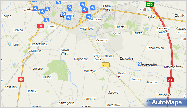 mapa Wojciechowice Duże, Wojciechowice Duże na mapie Targeo