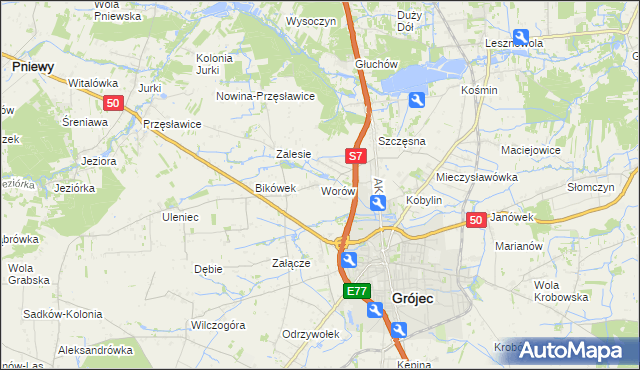 mapa Worów, Worów na mapie Targeo