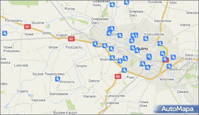 mapa Woźniaków, Woźniaków na mapie Targeo