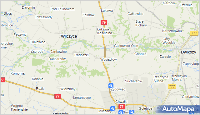 mapa Wysiadłów, Wysiadłów na mapie Targeo