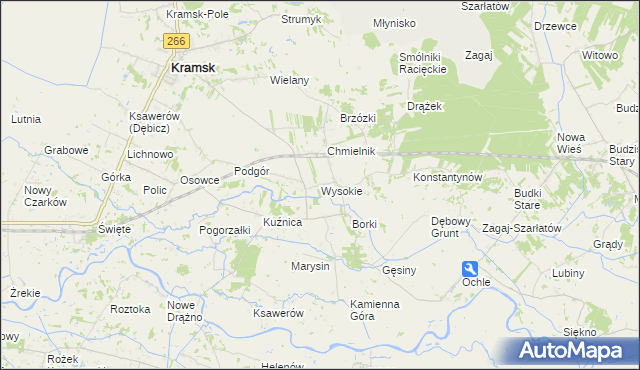 mapa Wysokie gmina Kramsk, Wysokie gmina Kramsk na mapie Targeo